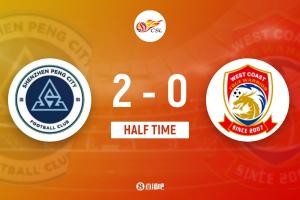 半场-新鹏城暂2-0西海岸 姚均晟、杨一鸣破门 雷森德伤退配图